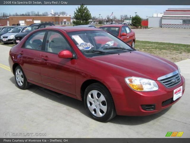 Spicy Red / Gray 2008 Kia Spectra EX Sedan