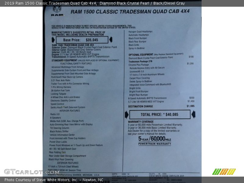 Diamond Black Crystal Pearl / Black/Diesel Gray 2019 Ram 1500 Classic Tradesman Quad Cab 4x4