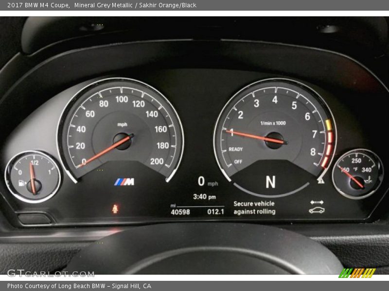 Mineral Grey Metallic / Sakhir Orange/Black 2017 BMW M4 Coupe