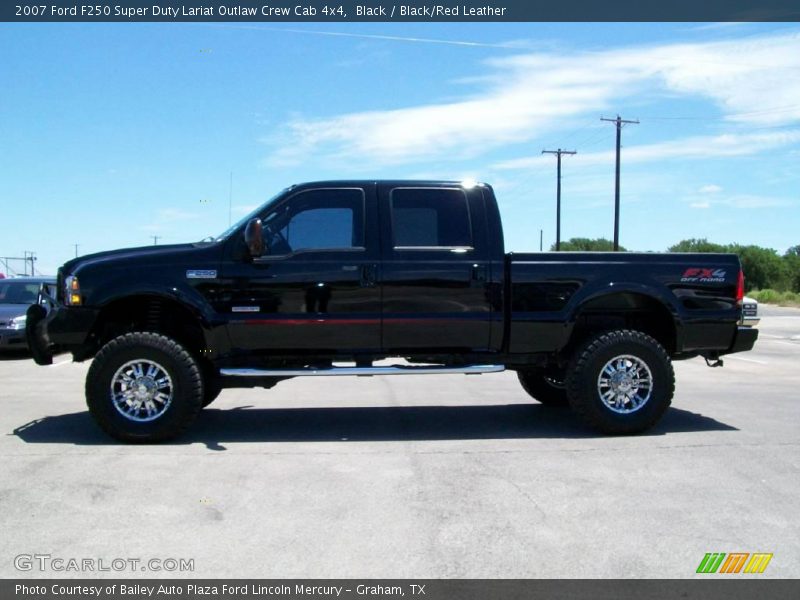 Black / Black/Red Leather 2007 Ford F250 Super Duty Lariat Outlaw Crew Cab 4x4