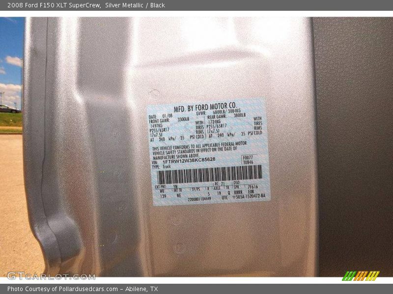 Silver Metallic / Black 2008 Ford F150 XLT SuperCrew