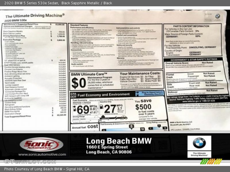 Black Sapphire Metallic / Black 2020 BMW 5 Series 530e Sedan