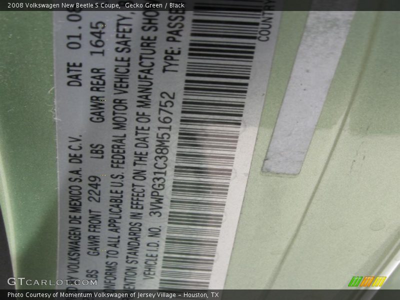 Gecko Green / Black 2008 Volkswagen New Beetle S Coupe