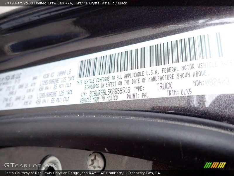 Granite Crystal Metallic / Black 2019 Ram 2500 Limited Crew Cab 4x4