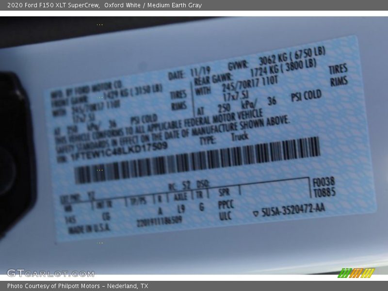 Oxford White / Medium Earth Gray 2020 Ford F150 XLT SuperCrew