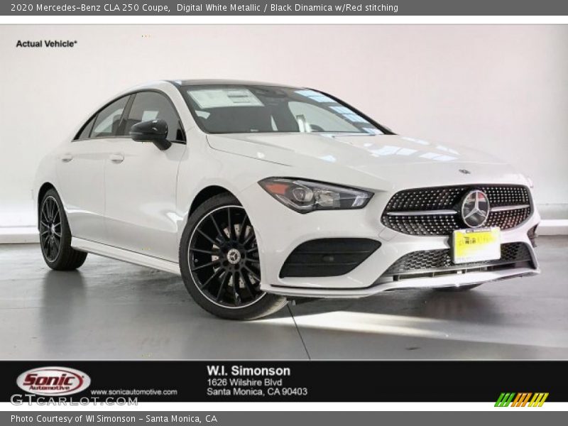 Digital White Metallic / Black Dinamica w/Red stitching 2020 Mercedes-Benz CLA 250 Coupe