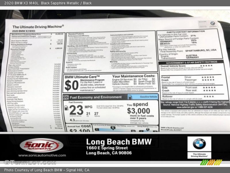 Black Sapphire Metallic / Black 2020 BMW X3 M40i