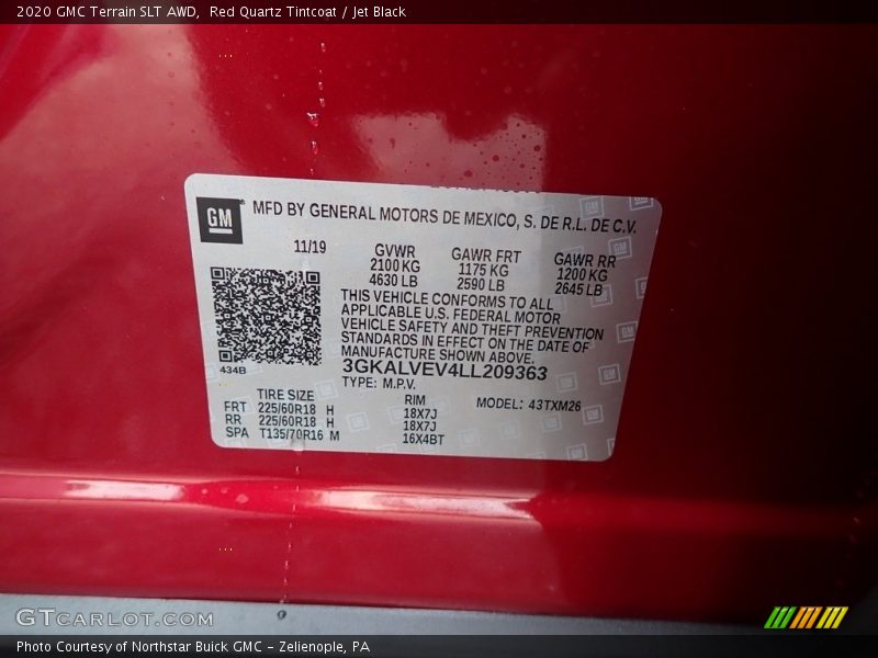 Red Quartz Tintcoat / Jet Black 2020 GMC Terrain SLT AWD
