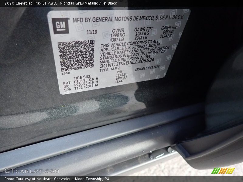 Nightfall Gray Metallic / Jet Black 2020 Chevrolet Trax LT AWD