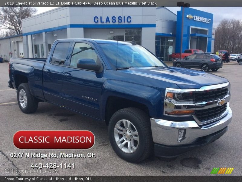 Deep Ocean Blue Metallic / Jet Black 2019 Chevrolet Silverado LD LT Double Cab 4x4