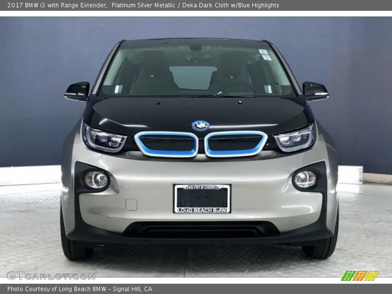 Platinum Silver Metallic / Deka Dark Cloth w/Blue Highlights 2017 BMW i3 with Range Extender