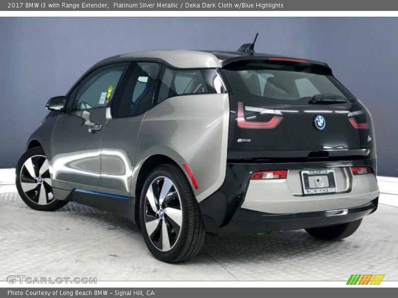 Platinum Silver Metallic / Deka Dark Cloth w/Blue Highlights 2017 BMW i3 with Range Extender