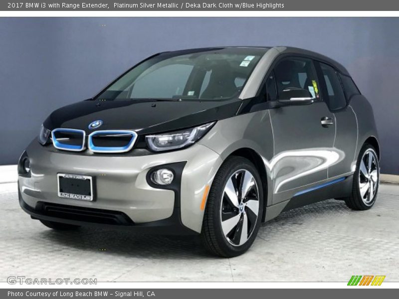Platinum Silver Metallic / Deka Dark Cloth w/Blue Highlights 2017 BMW i3 with Range Extender