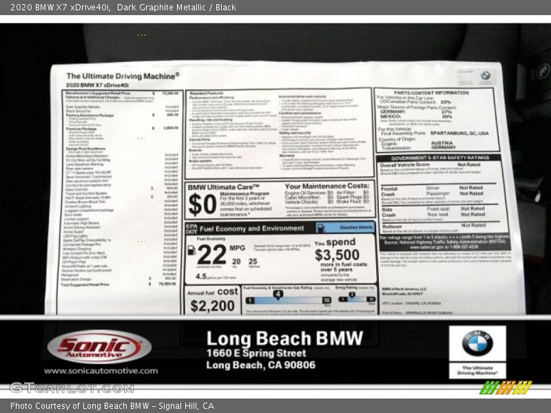 Dark Graphite Metallic / Black 2020 BMW X7 xDrive40i