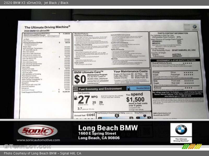 Jet Black / Black 2020 BMW X3 sDrive30i