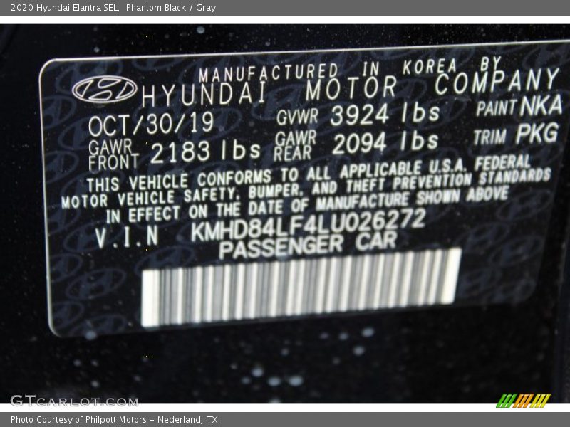 Phantom Black / Gray 2020 Hyundai Elantra SEL