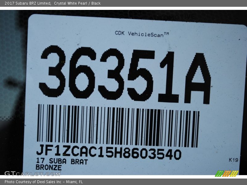 Crystal White Pearl / Black 2017 Subaru BRZ Limited