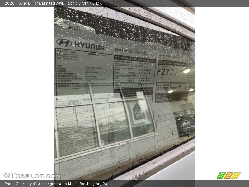 Sonic Silver / Black 2020 Hyundai Kona Limited AWD