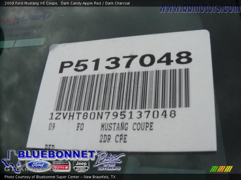 Dark Candy Apple Red / Dark Charcoal 2009 Ford Mustang V6 Coupe