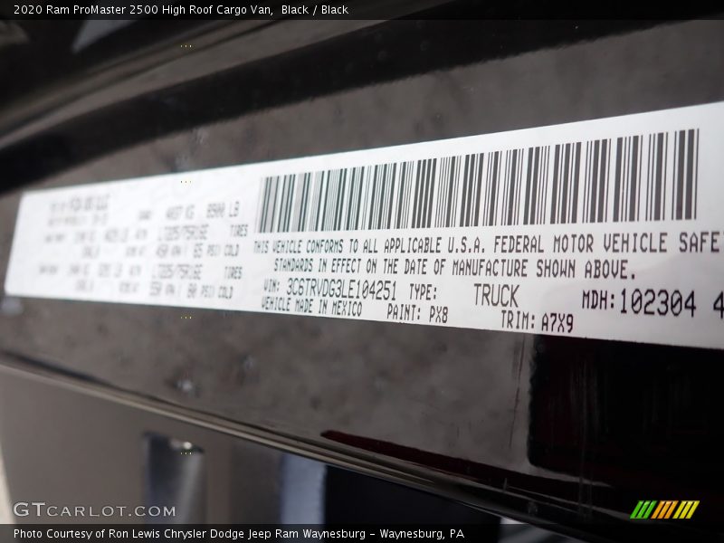 Black / Black 2020 Ram ProMaster 2500 High Roof Cargo Van
