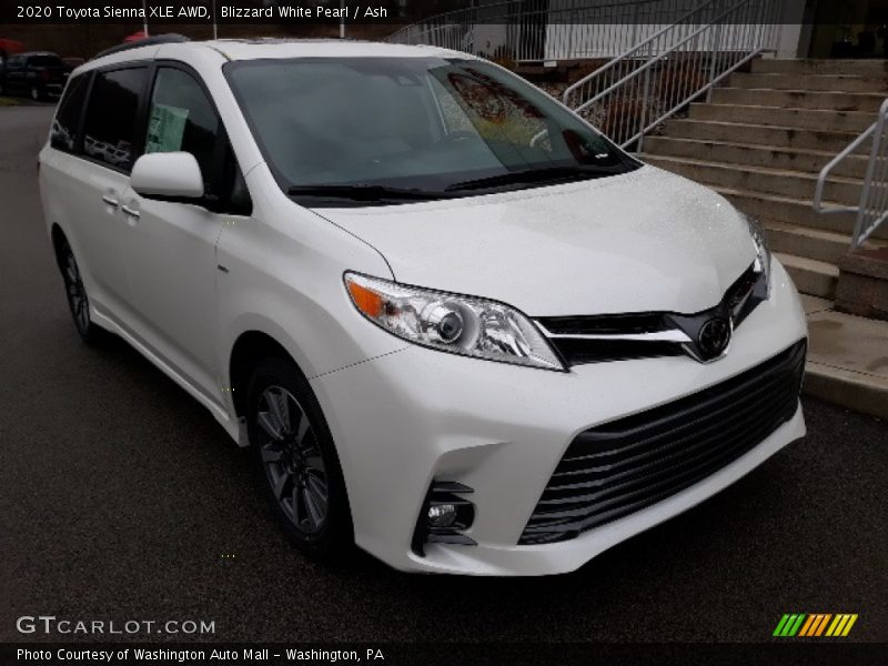 Blizzard White Pearl / Ash 2020 Toyota Sienna XLE AWD