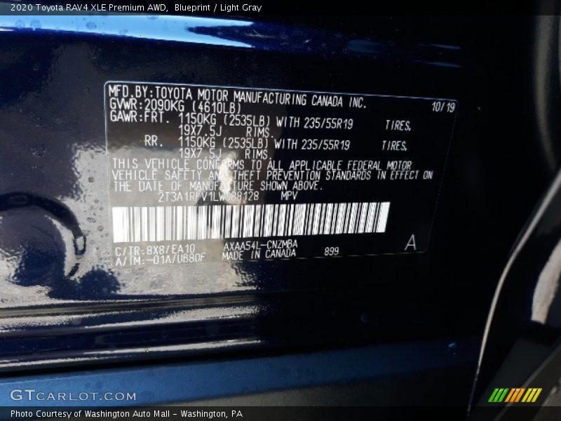Blueprint / Light Gray 2020 Toyota RAV4 XLE Premium AWD