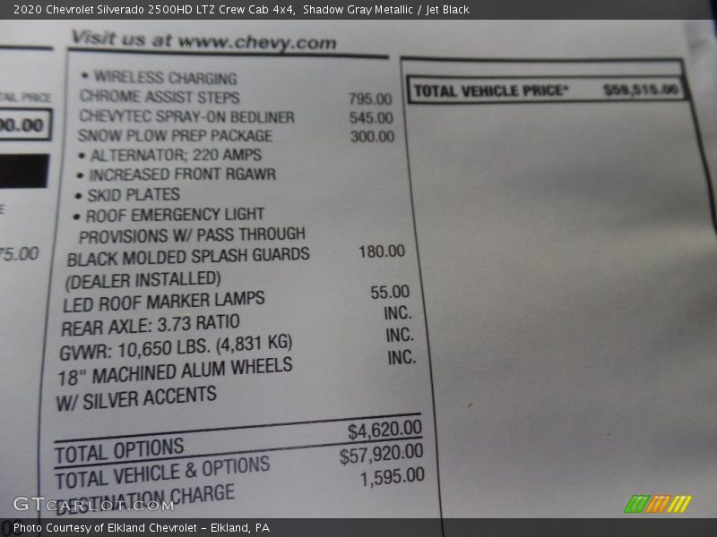  2020 Silverado 2500HD LTZ Crew Cab 4x4 Window Sticker