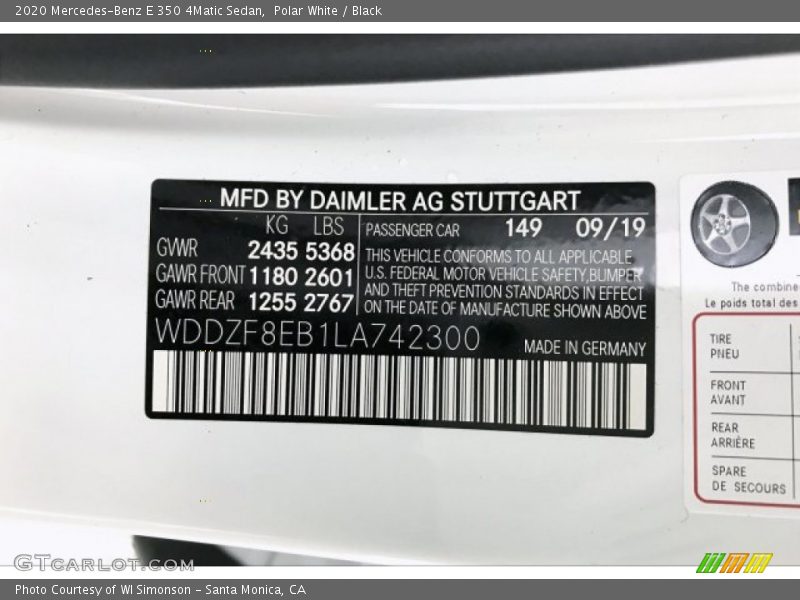 Polar White / Black 2020 Mercedes-Benz E 350 4Matic Sedan