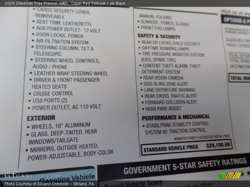 Cajun Red Tintcoat / Jet Black 2020 Chevrolet Trax Premier AWD
