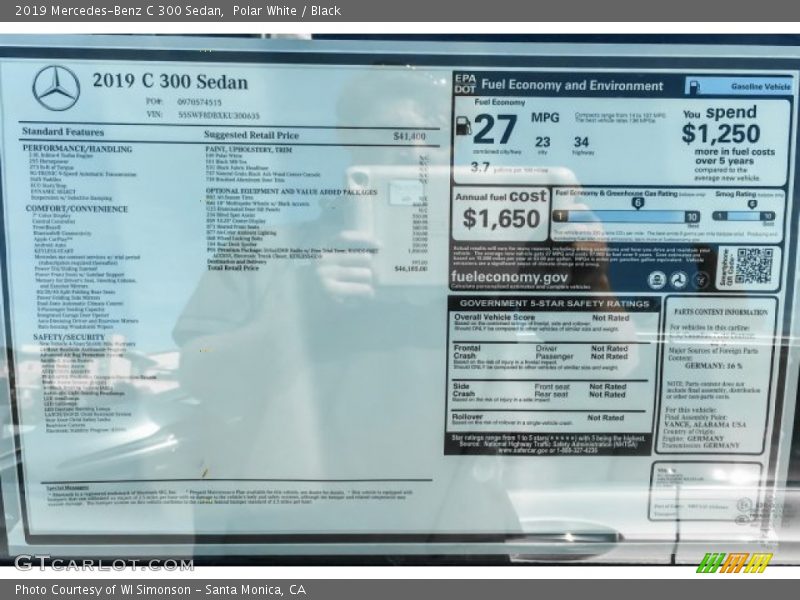 Polar White / Black 2019 Mercedes-Benz C 300 Sedan
