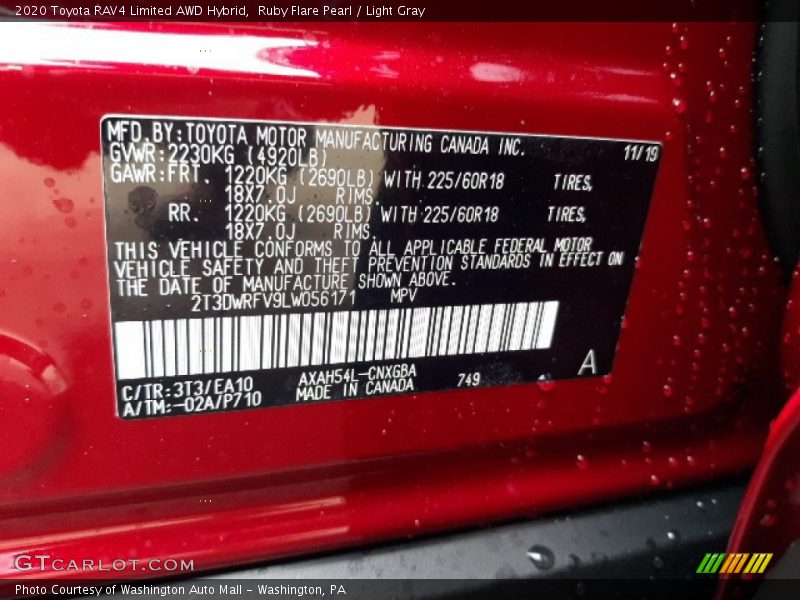 2020 RAV4 Limited AWD Hybrid Ruby Flare Pearl Color Code 3T3