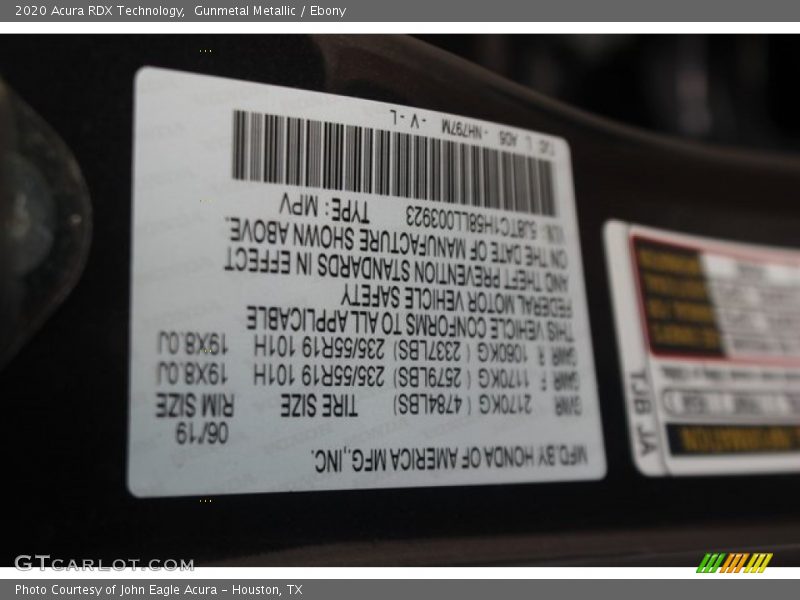 Gunmetal Metallic / Ebony 2020 Acura RDX Technology