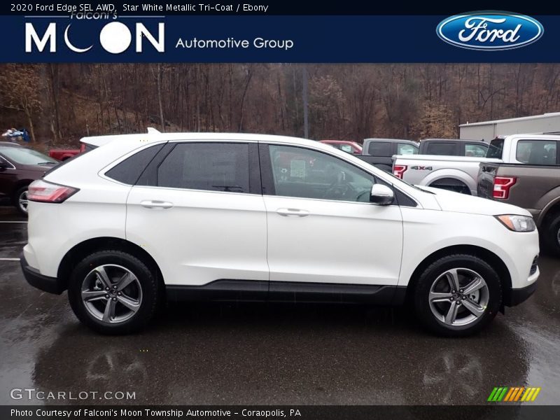 Star White Metallic Tri-Coat / Ebony 2020 Ford Edge SEL AWD
