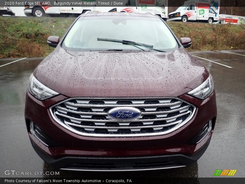 Burgundy Velvet Metallic Tinted / Dune 2020 Ford Edge SEL AWD