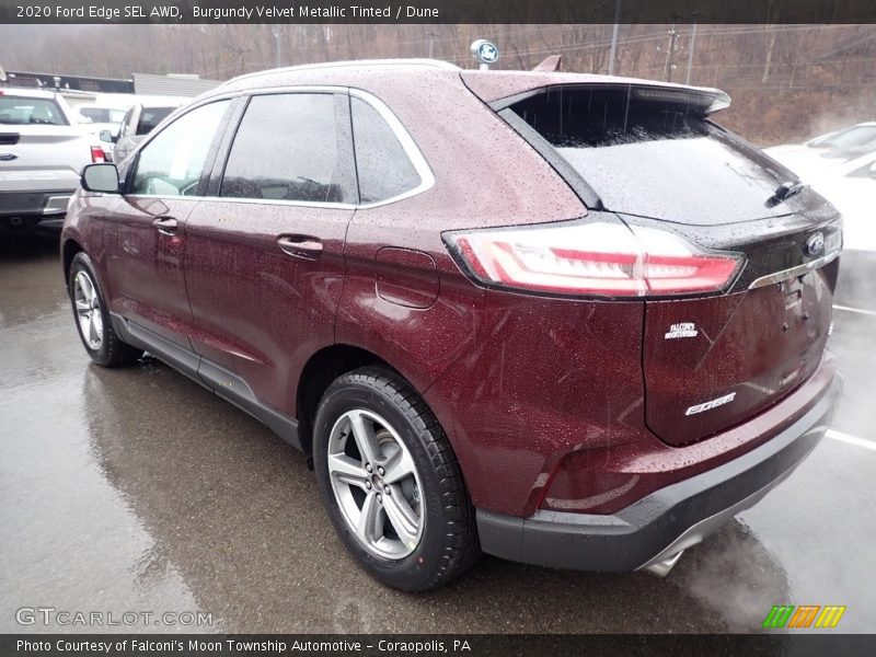 Burgundy Velvet Metallic Tinted / Dune 2020 Ford Edge SEL AWD