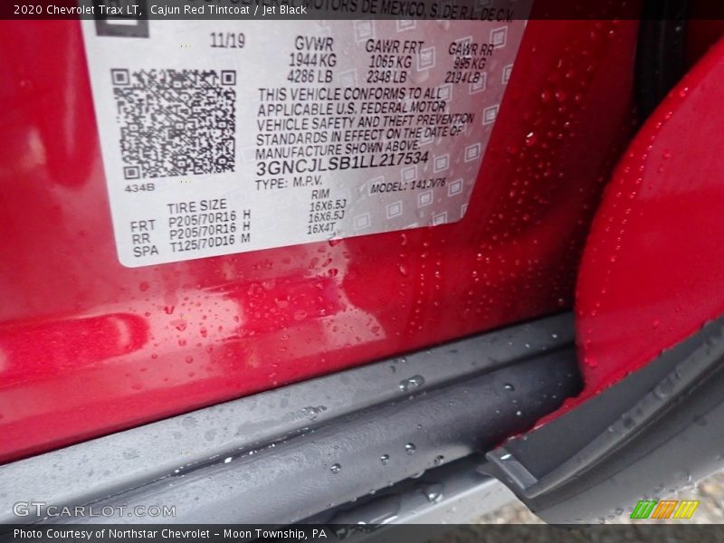 Cajun Red Tintcoat / Jet Black 2020 Chevrolet Trax LT