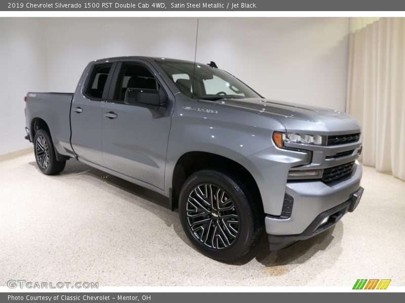 Satin Steel Metallic / Jet Black 2019 Chevrolet Silverado 1500 RST Double Cab 4WD