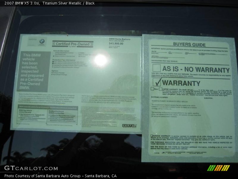 Titanium Silver Metallic / Black 2007 BMW X5 3.0si