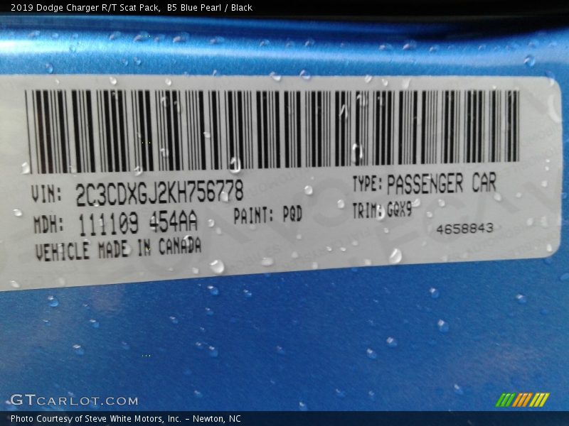 B5 Blue Pearl / Black 2019 Dodge Charger R/T Scat Pack