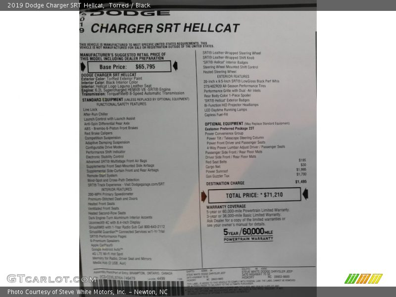 Torred / Black 2019 Dodge Charger SRT Hellcat