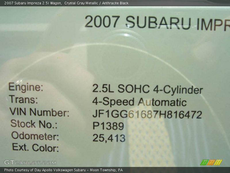 Crystal Gray Metallic / Anthracite Black 2007 Subaru Impreza 2.5i Wagon