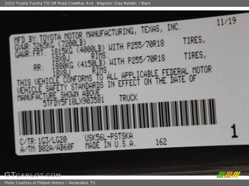 Magnetic Gray Metallic / Black 2020 Toyota Tundra TSS Off Road CrewMax 4x4