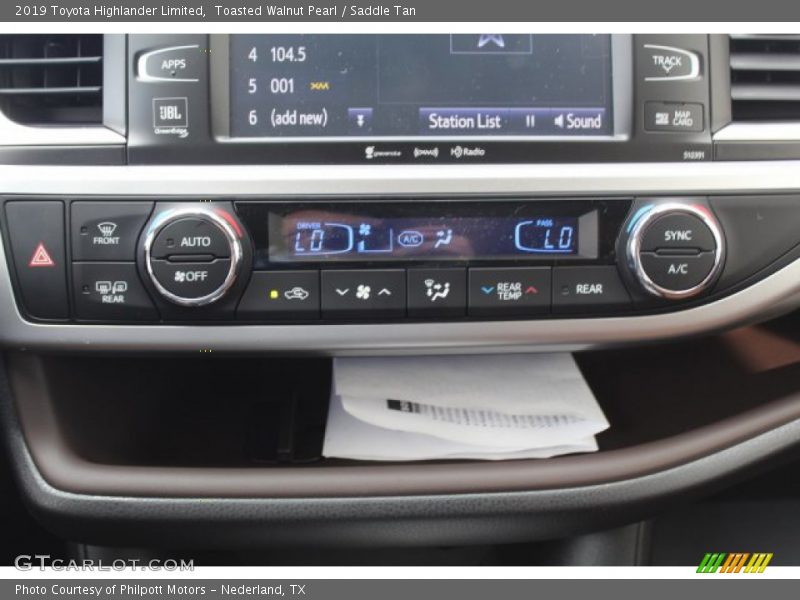 Controls of 2019 Highlander Limited