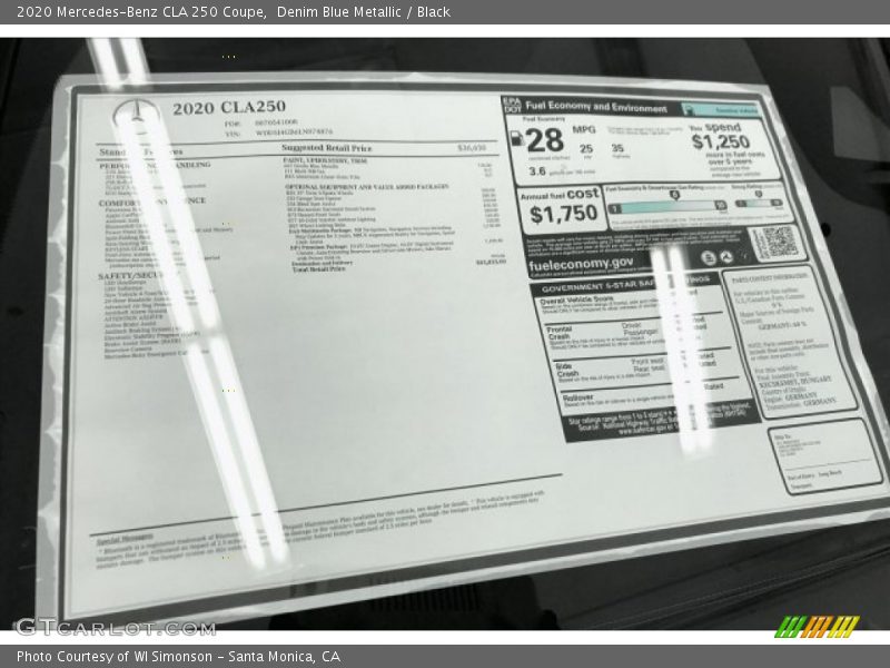 Denim Blue Metallic / Black 2020 Mercedes-Benz CLA 250 Coupe