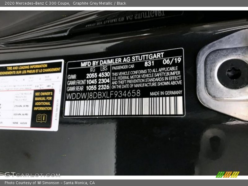 Graphite Grey Metallic / Black 2020 Mercedes-Benz C 300 Coupe