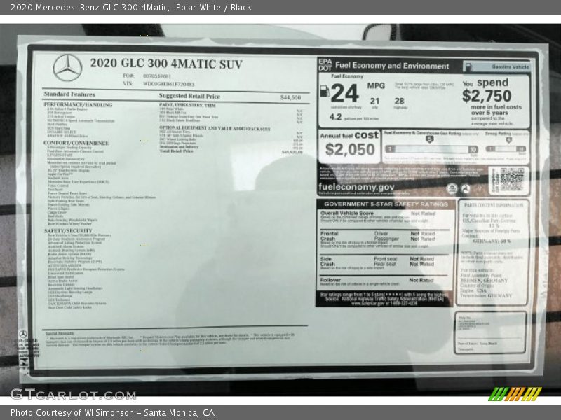 Polar White / Black 2020 Mercedes-Benz GLC 300 4Matic