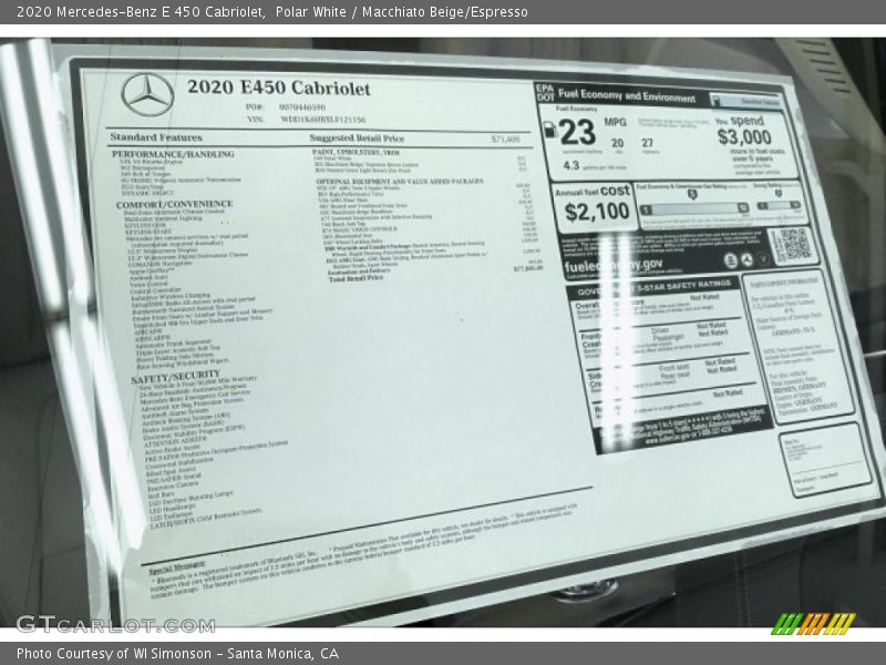 Polar White / Macchiato Beige/Espresso 2020 Mercedes-Benz E 450 Cabriolet