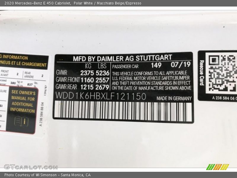 Polar White / Macchiato Beige/Espresso 2020 Mercedes-Benz E 450 Cabriolet