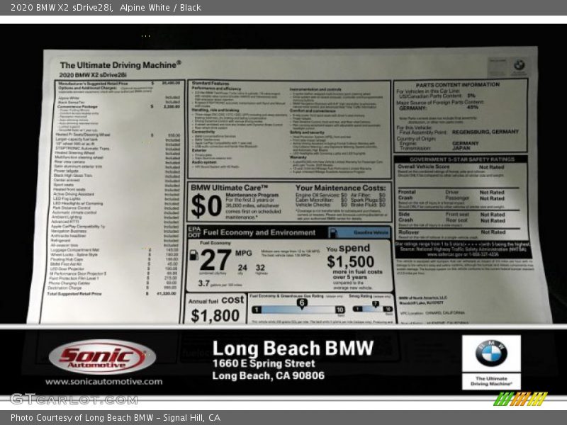 Alpine White / Black 2020 BMW X2 sDrive28i