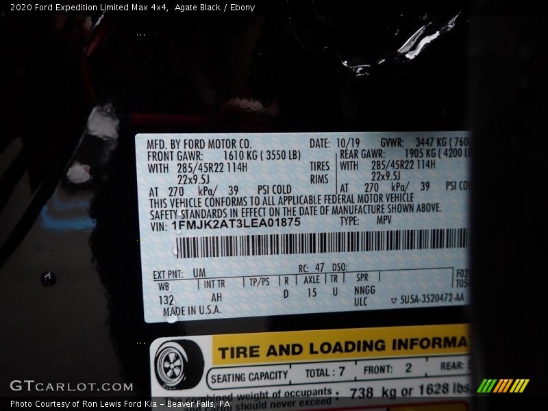 Agate Black / Ebony 2020 Ford Expedition Limited Max 4x4